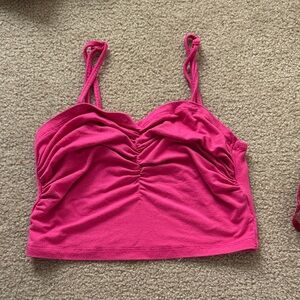 Women's Pink Ruched Crop Top
